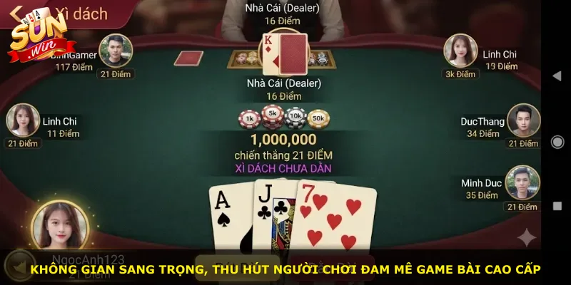 Không gian sang trọng, thu hút người chơi đam mê game bài cao cấp